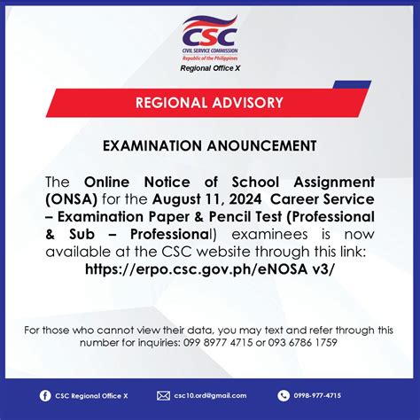 https //erpo.csc.g ov.ph/enosav3/|ANNOUNCEMENT!! Examinees for the .